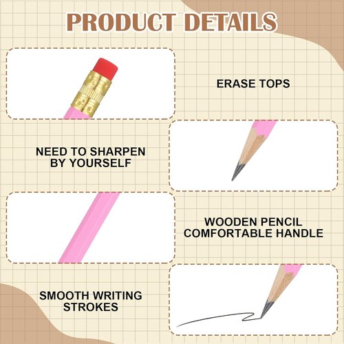 Marspark 50 Pieces Witch Pencils Pink and Green Party Favors Witch Party Favors Including 25 Pink 25 Green Pencils, Suitable for Teens, Adults Supplies