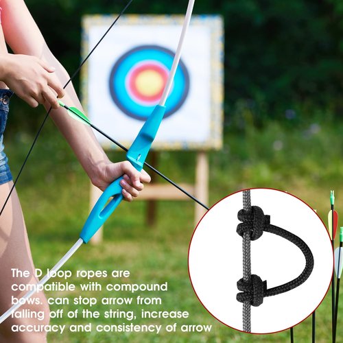 salbsever Archery D Loop String 2 Pieces D Loop Rope Buckle D Loop Rope String for Compound Bowstring Archery 10 Feet Bowstring Serving Thread Release Material Compound Bow String Archery