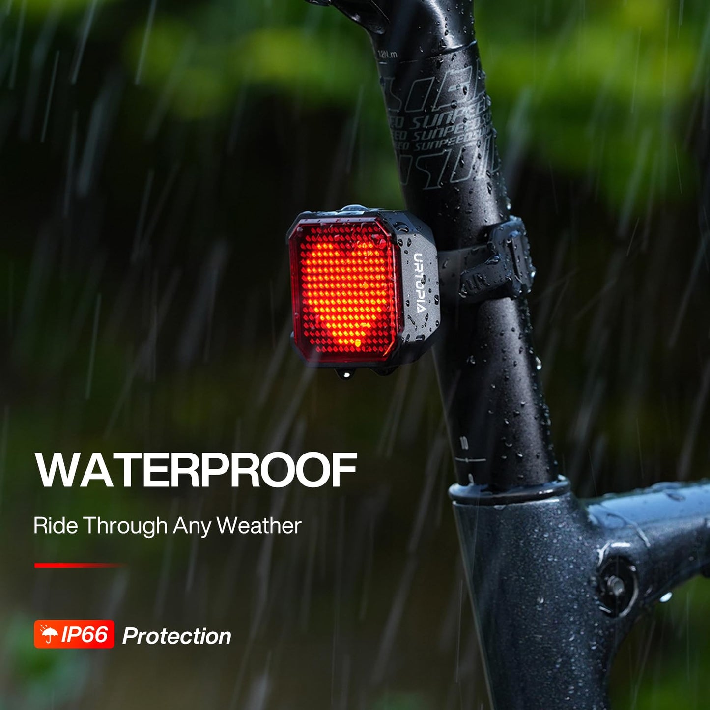 Animated Bike Tail Light, Design Patterns via App, Cute Bike Light, Smart Bicycle Brake Light for Night Riding, Rechargeable, IP66 Waterproof, Gift for Kids and Cyclist