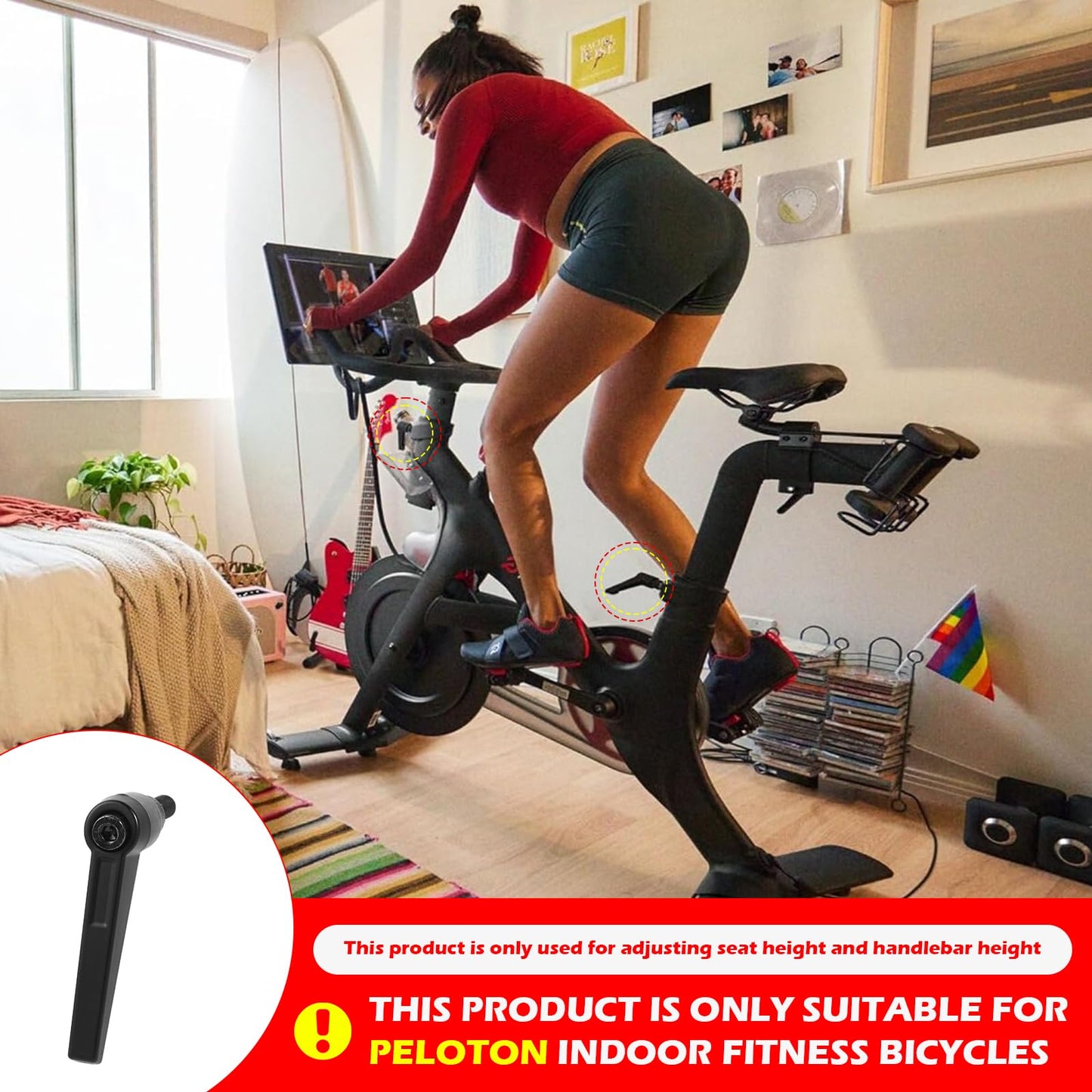 Exercise Bike Seat an Handle Height bar Adjustment Lever Replacement Parts for Peloton Spin Bike Adjuster Handle Adjustable Alloy L-Handle Accessories