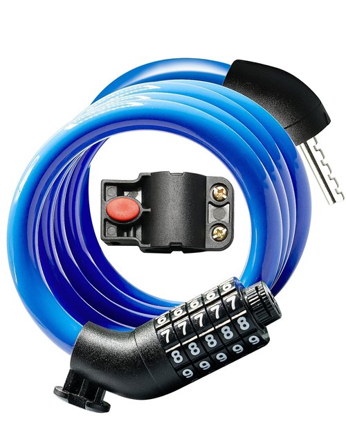 Everyfun Bike Lock Cable with Combination,High Security 5-Digit Resettable Combination Bicycle Lock Anti-Theft, Scooter Lock with Mounting Bracket for Bikes and Scooters(Blue)