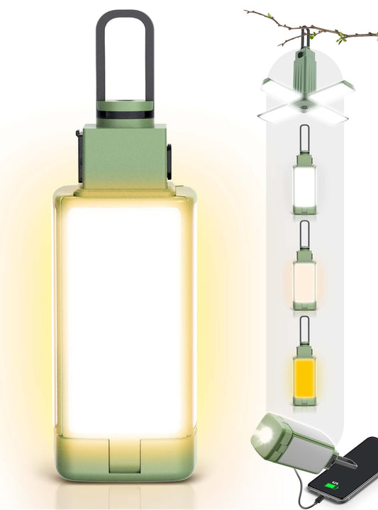 Favorbrite Camping Lantern, 3 Color Temperature Rechargeable Lantern, 4 Light Modes Collapsible Camping Lights with 4 Folding Panels, Phone Charger Lamp Lantern Portable Flashlight for Power Outages