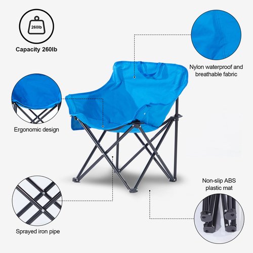 ZONEMEL Portable Sauna Chair, Fast Folding Oxford Fabric Reinforced Chair, with Pockets and Carry Bag, Suitable for Sauna, Fishing, and Picnics (Blue)