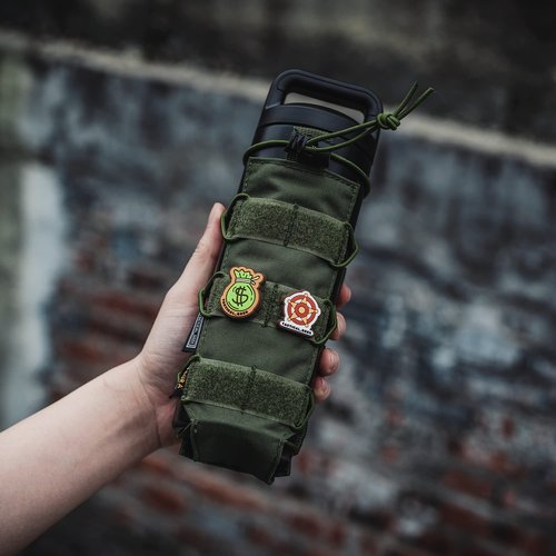 TACTICAL GEEK EXT11 Water Bottle Pouch, Portable Water Bottle Carrier, Drawstring Travel Bottle Holder, Adjustable Outdoor Sports Kettle Carrier Holster, Molle Water Bottle Holder for Backpack (Green)