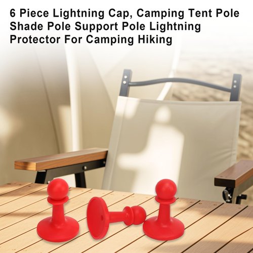 Xanadued 6 Pack Tarp Pole Tip Cover, Tent Pole Tips Caps, Tent Pole Tip Protector, Lightning Protection Cap for Camping Hiking Backpacker, Travel Lovers, Mountaineering, Outdoor Camping