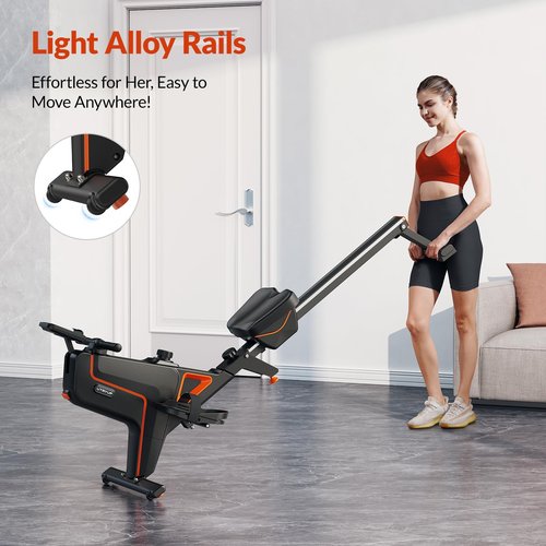 UTRYUP Magnetic Rowing Machine Foldable, New Upgrade Rowing Machines for Home Foldable, Quiet Flywheel System with Bluetooth, Extended Slide Rail - 350 LB Weight Capacity, Comfortable Seat Cushion