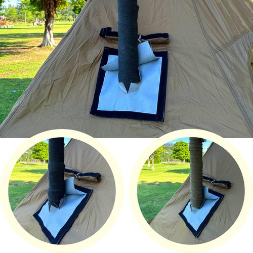 TAISOCA DIY Stove Jack 7.9 * 9inch Hot Tent Stove Jack Stove Jack Kit for Tent Outdoor Stove Jack with Rain Flap