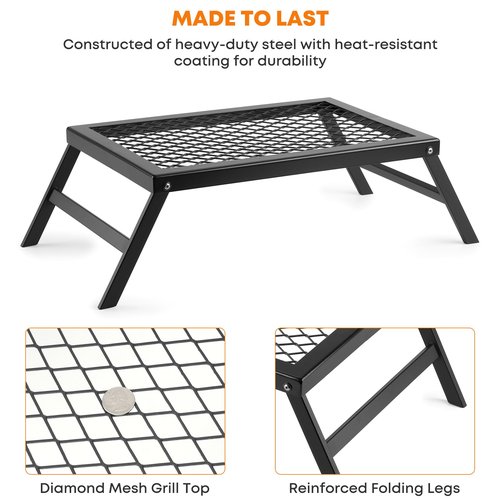 Stanbroil Folding Campfire Grill Grate, Outdoor Portable Camping Grill for Camping Cooking Fire Pit, 17.5" x 12.2"
