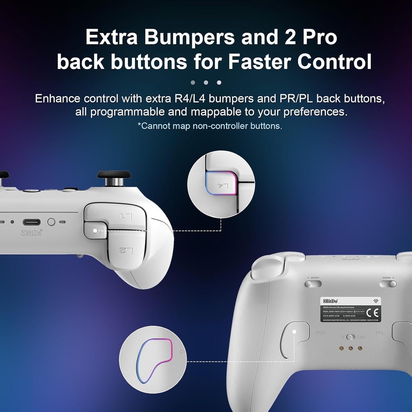 8BitDo Ultimate 2 Bluetooth Controller for Switch, Switch 2, PC&Windows,Switch Pro Controller with TMR Joysticks,Tactile/Hall Triggers,Programmable L4/R4 Bumpers,2 Back Paddle Buttons,RGB Ring,Yellow