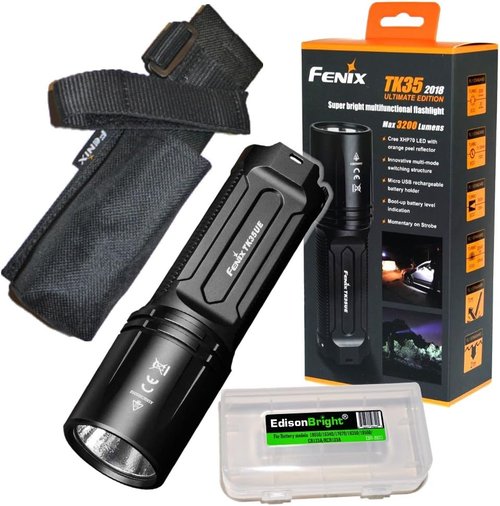 EdisonBright Fenix TK35 Ultimate Edition UE 3200 Lumen LED Tactical/Police Flashlight BBX3 Battery Carry case