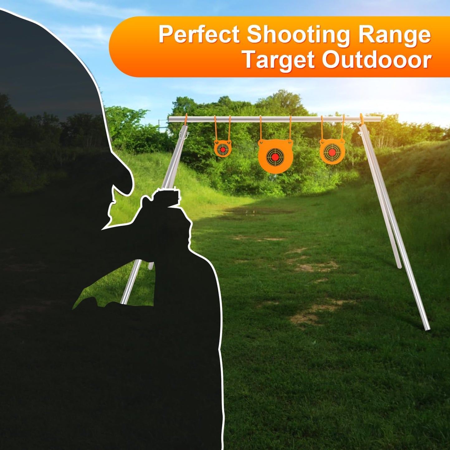 GADFISH AR500 Steel Target Combo Set, 3/8" Gong Target Hanging Kit, Outdoor Hanging Gong Targets with 10 Pcs Paper Targets, Complete AR500 Steel Kit Fit for 1 Inch OD EMT Conduit (Without Metal Tube)