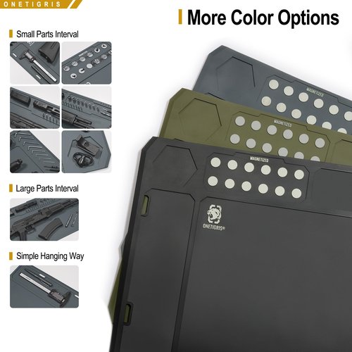 OneTigris Gun Clean Mat Magnectic for Table, Extra Large 48"x16" for AR 1911 Rifle Anti-Slip Rubberized Repair Mat for Gun Parts, Protects Work Surface from Solvents and Oils