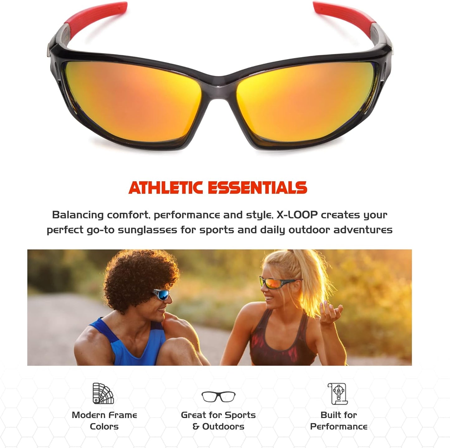 Polarized Sports Sunglasses for Men - UV400 Baseball, Running, Cycling & Golf