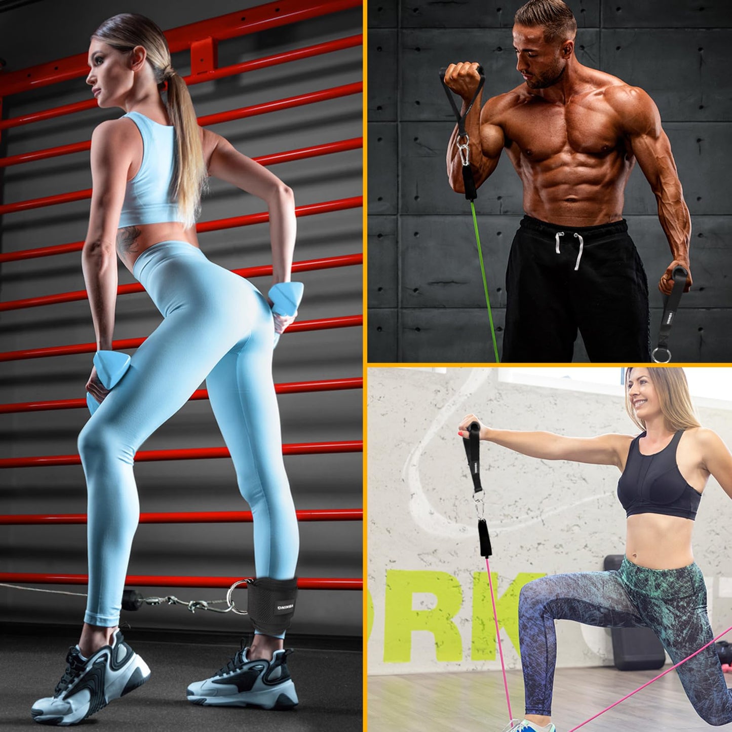 Ankle Straps for Cable Machines and Exercise Handles — Replacement Fitness Equipment for Strength Trainer. Gym Attachments for Leg Extensions, Heavy Duty Working Out Handles Accessories.