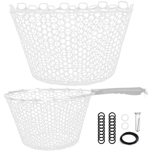 Riverruns Rubber Net Replacement Fishing Net Bag Fly Fishing Foldable Fish Landing for Freshwater Saltwater Without Handle 6 Sizes (Transparent, Circumference: 39" Diameter: 14" Net Depth: 10")