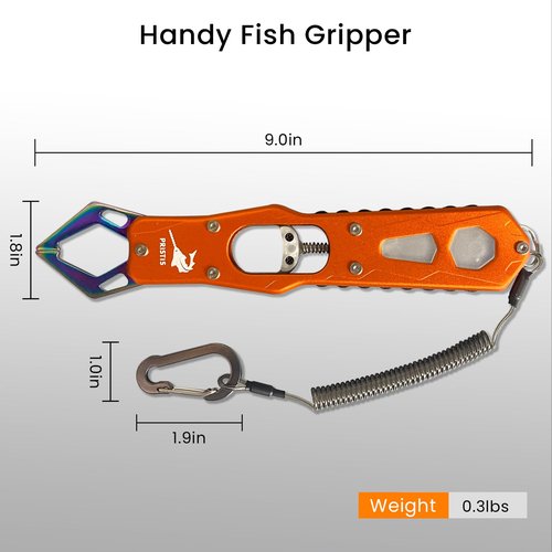 Pristis Metal Fish Lip Gripper, Heavy Duty Stainless Steel Fishing Grabber with Lightweight Aluminium Handle, Hook Remover Holder for Caught Fish, Snakehead Grab Grip Tool for Freshwater Saltwater