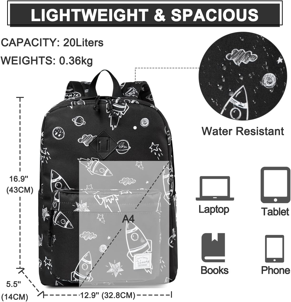 VASCHY Backpacks Handbags, Lavender, M
