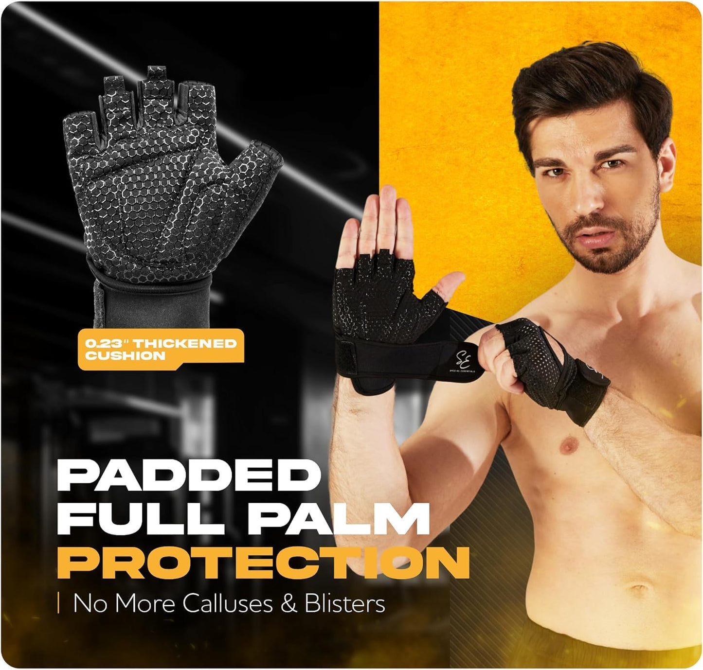 Special Essentials Workout Gloves for Men & Women - Fingerless Weight Lifting Gloves with Non-Slip Padding for Gym Training, Cycling and Exercises