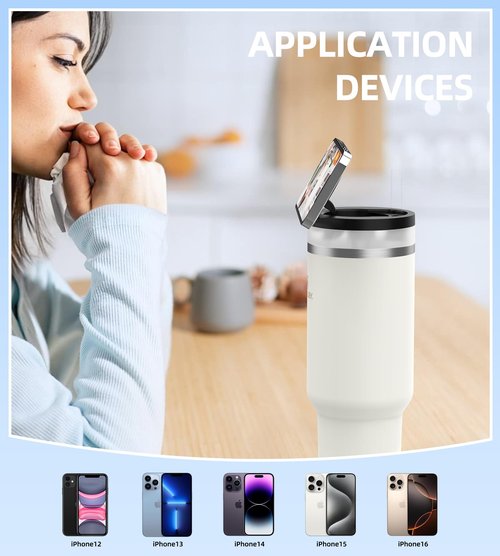 Rosenpatio for Stanley Cup Phone Holder with Magnetic Phone Holder Quencher H2.0 FlowState 40 OZ Tumbler Lids for Stanley Cup Accessory for Gym Office Home Car