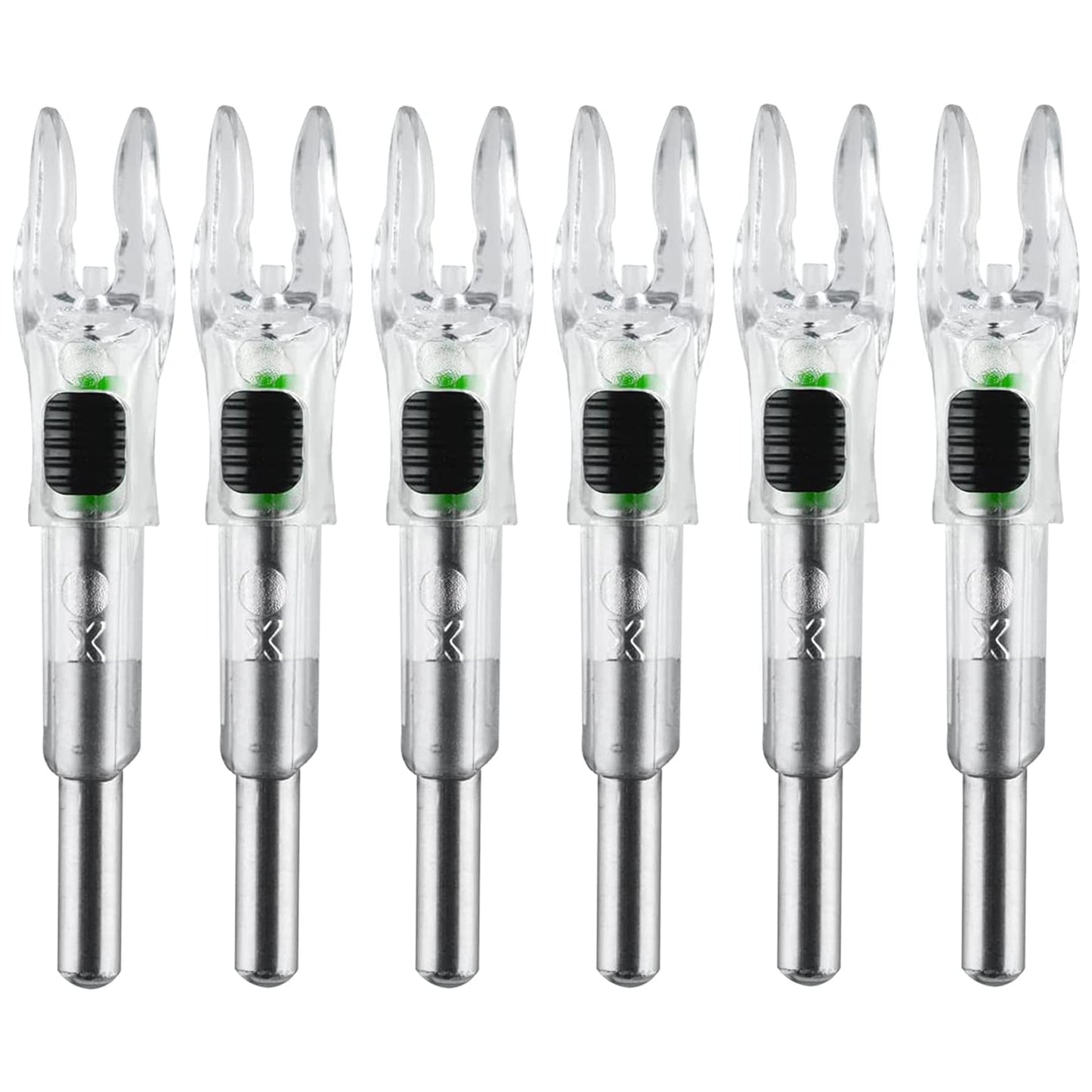 KEAUP 6PCS X Lighted Nocks for Arrows with .204 .233 .244 .246 Inside Diameter with H, S, GT Bushings High-Visibility LED Arrow Nocks, ON/Off Switch Included