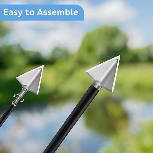 Bombrooster Hunting Broadheads with 3 Fixed Blade 100 Grain Screw-in Archery Broadheads Compatible with Crossbows,Recurve and Compound Bows (Silver-2, 100 Grain)