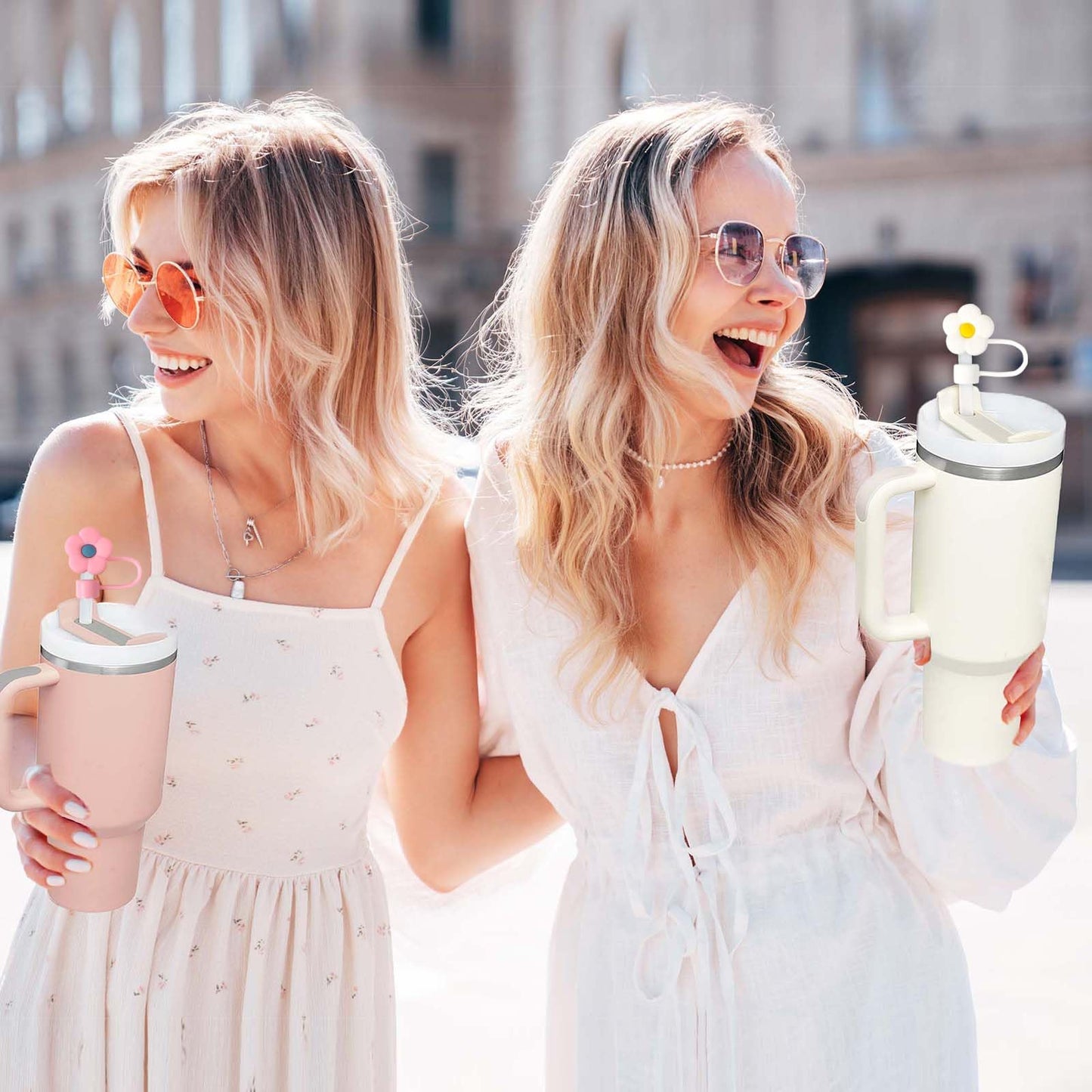 6pcs Flowers Straw Covers Toppers,for Stanley Water Bottles 30&40 Oz,0.4in/10mm Dust-Proof Straw Cap,Cute Silicone Suction Cup Accessories