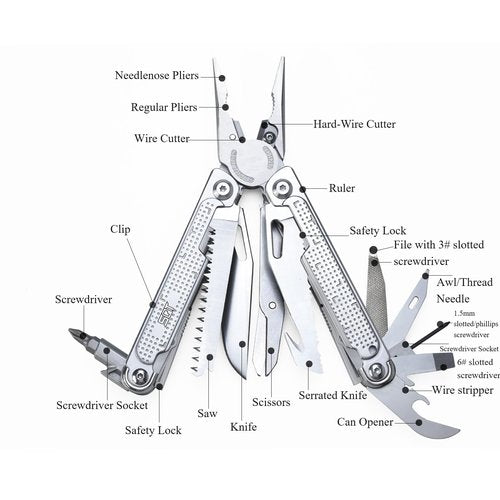 SQT2048 20-in-1 Multitool, Foldable & Self-Locking, Professional Tool for DIY, Home Repairs, Outdoor Camping – Must-Have Gifts for Men, Compact, Durable, All-in-One Tool for Every Task