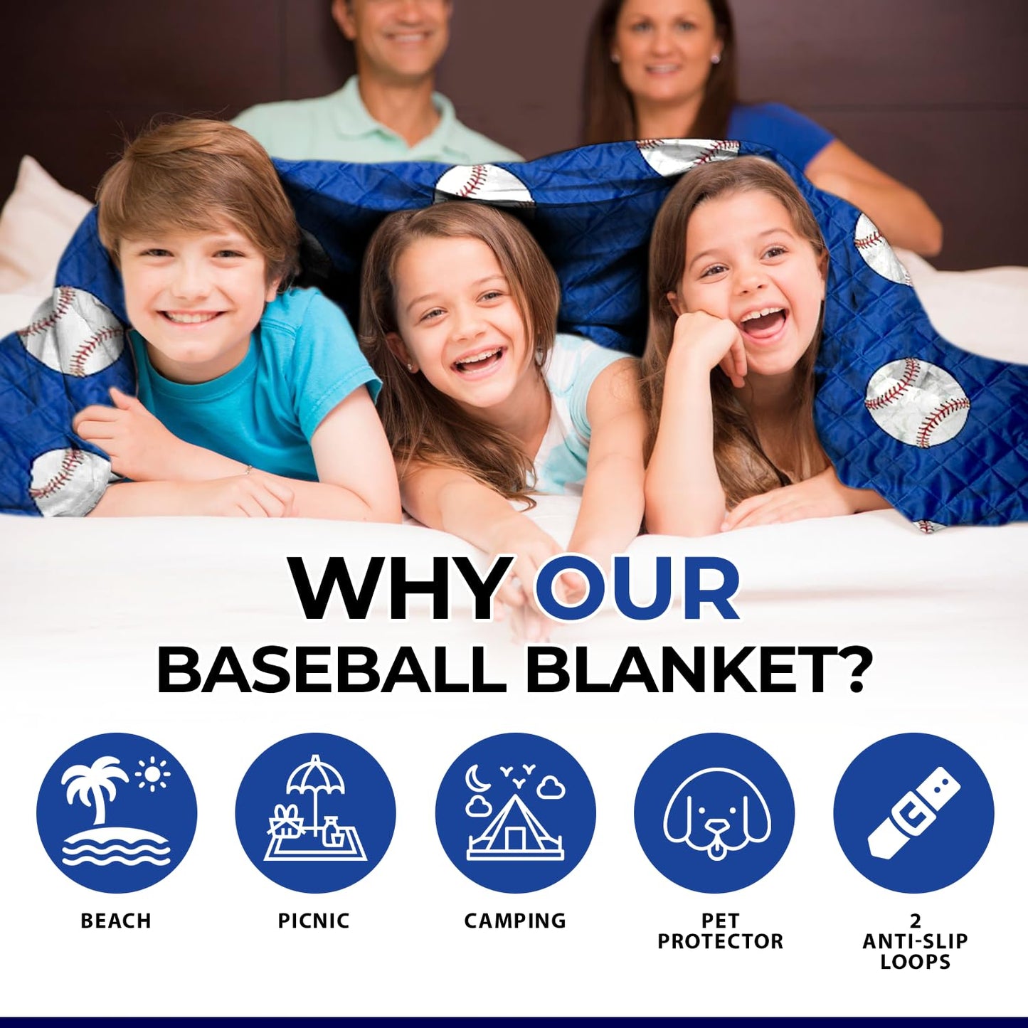 Isabel Steve Outdoor Waterproof Stadium Blanket for Sporting Events, Camping, Picnic Blankets, Beach, Warm Fleece, Emergency Blanket, Baseball, Sports Mom Must Haves, Gifts for Boys and Girls