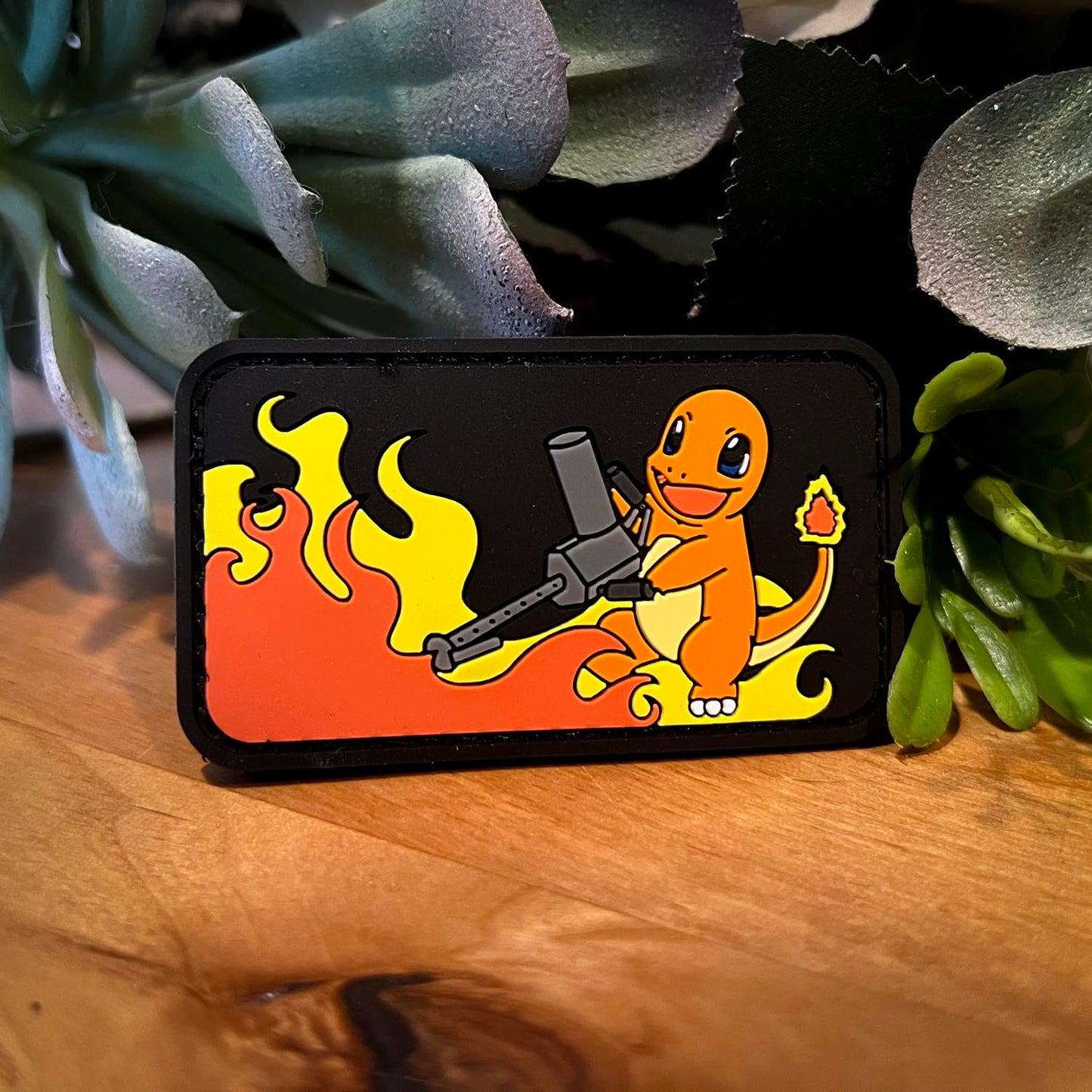 Fire Lizard with Flamethrower Tactical PVC Morale Patch | Hook & Loop Backing