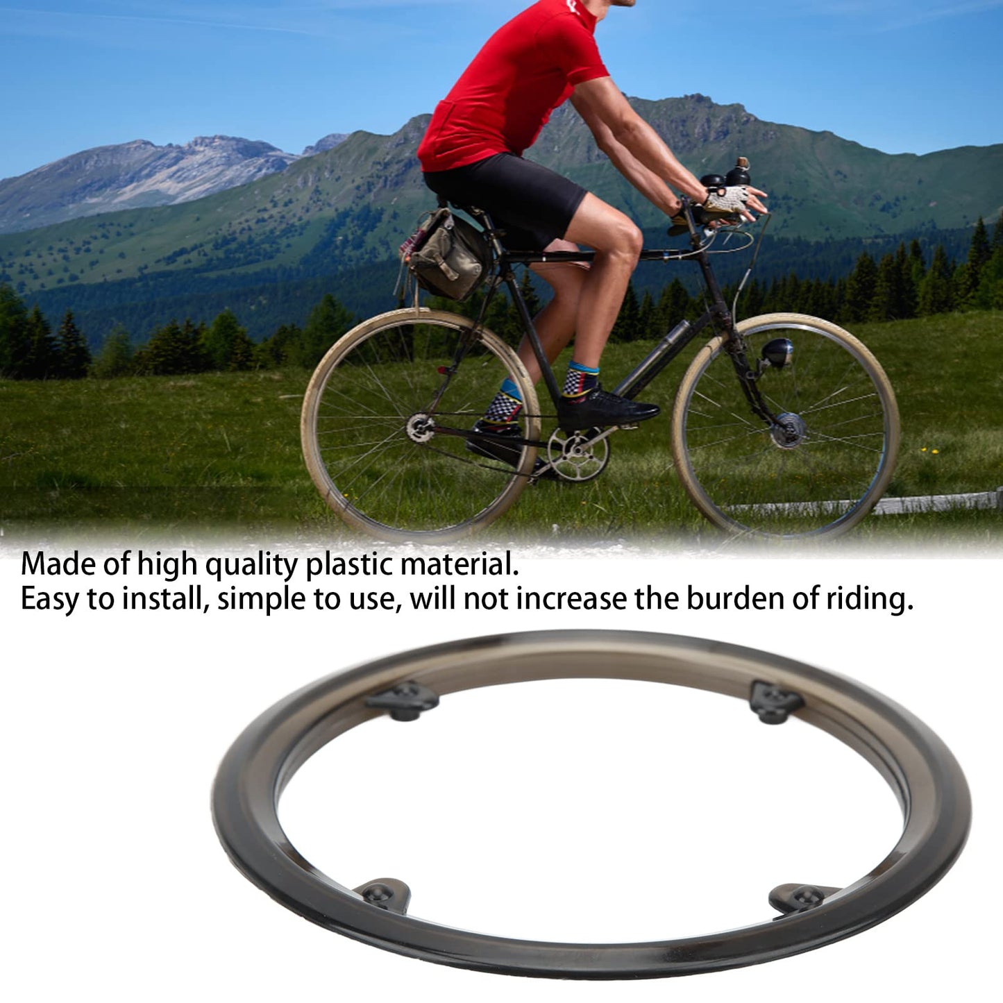 Chainring Chain Guard, Sprocket Protective Cover with 4 Holes Plastic Chainwheel Protective Guard Cover Black