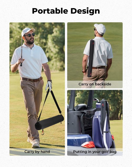 KEMIMOTO Golf Beer Sleeve Cooler Bag, 6-Can Insulated Cooler with Adjustable Shoulder Strap and Dual Zippers, Leak Proof, Keeps Drinks Cold for 4 Hours, Golf Accessories