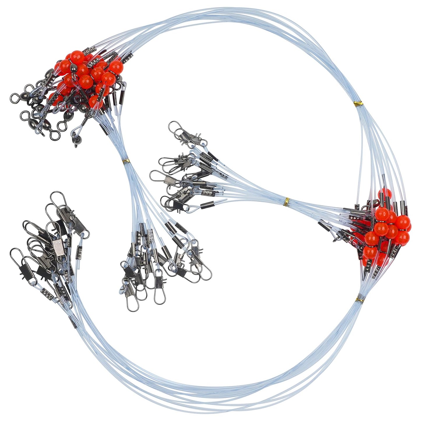 Fishing Leaders Saltwater Tackle Surf Fishing Rigs High Strength Fishing Wire Leader Line Rig with Swivels Snap for Lures Bait Hooks (2 arm, 12pcs, Blue Nylon)