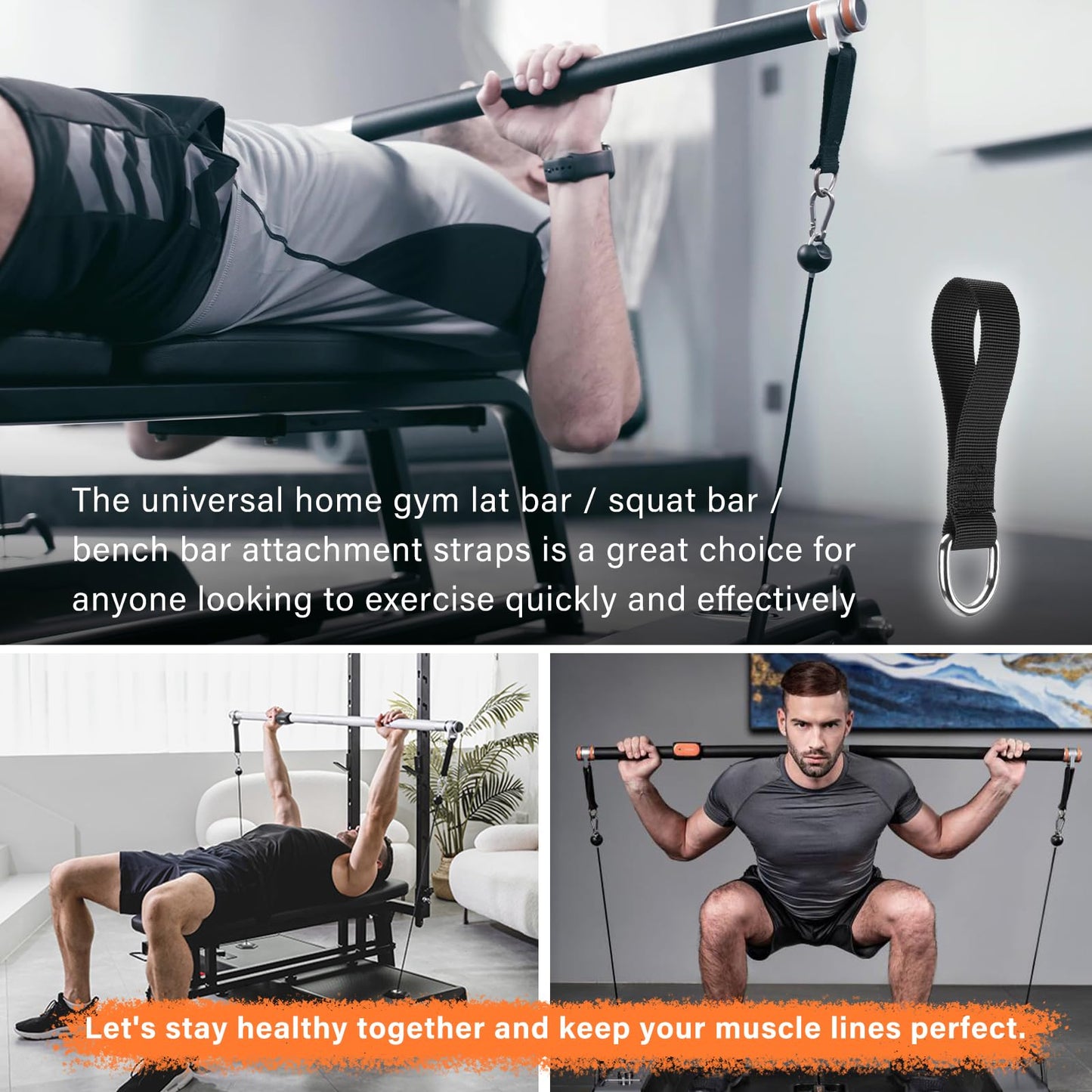 ArrogantF Bar Attachment Strap Compatible with Bowflex Home Gym Parts, Use for LAT, Squat and Bench Bars, Trains Upper Body: Shoulders, Back, Triceps, Biceps,Upper Body Strength Muscle Training