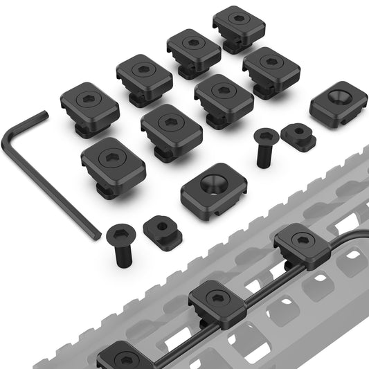 CKPART 10 Pack Picatinny Pressure Switch Cable Guides Compatible with M-LOK System, Pressure Switch Cable Clips Compatible,Flashlight Laser Wire Clips Compatible with Mloc (Configuration Screws)