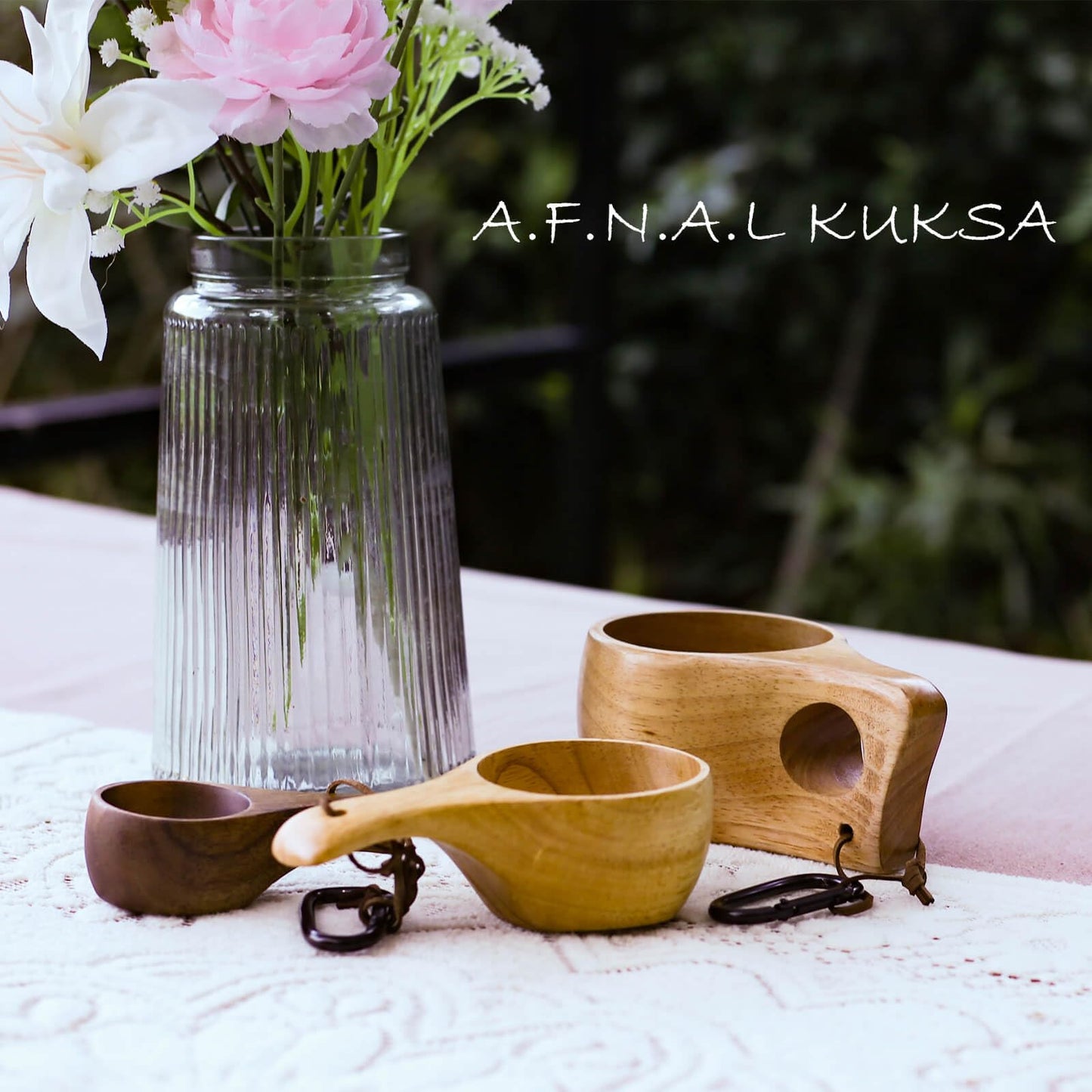 A.F.N.A.L Kuksa Camping Mug Wooden Bushcraft Handcarved Cup, Nordic Style Coffee & Hiking Kuksa, Walnut Wood, Single Hole, 6.7 oz., 6.3" x 3.8" x 2.4"