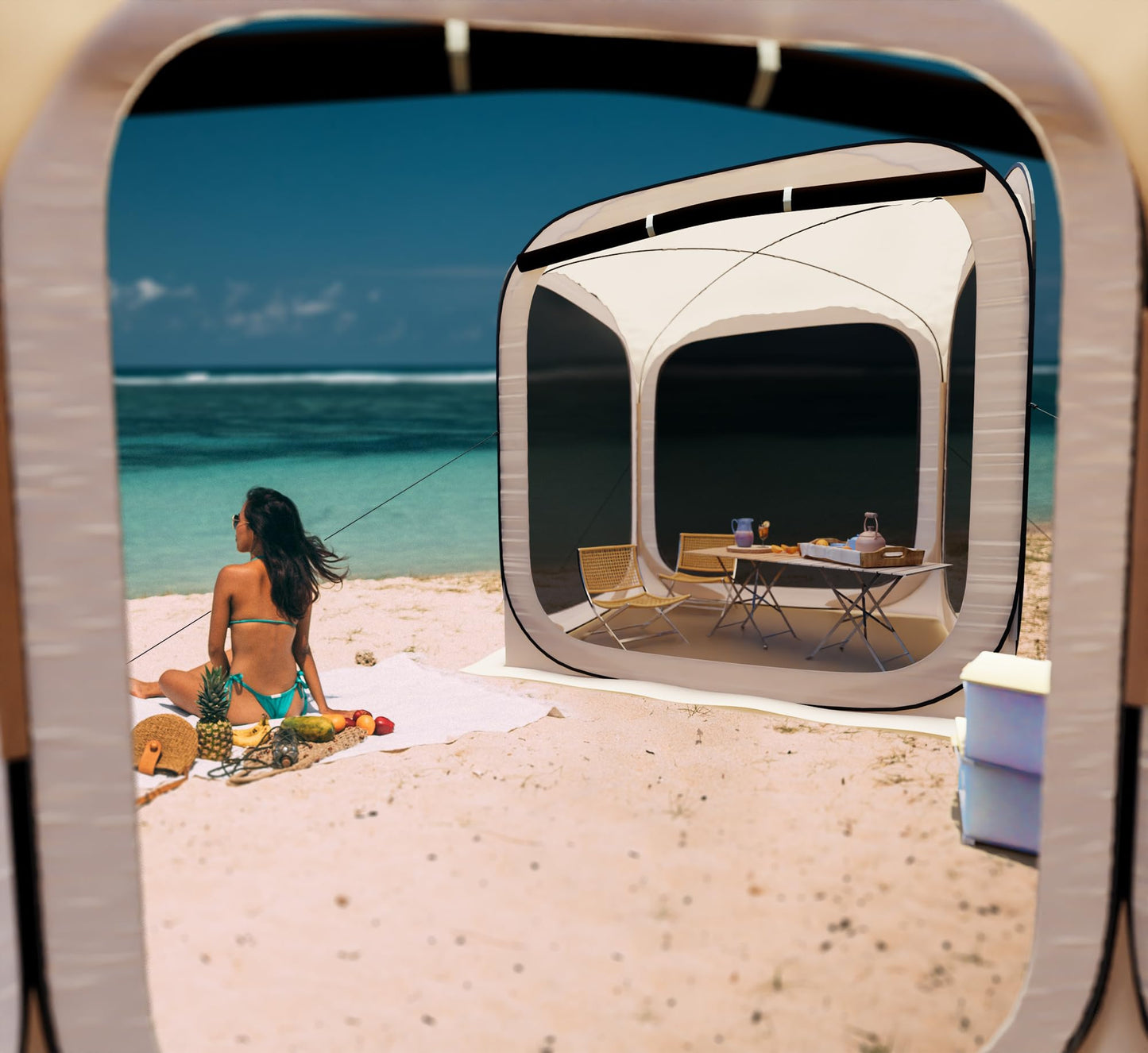 HOOYEAH Pop-up Tent Screenhouse, Portable Screened Tent Camping Canopy Foldable Instant Screen Room Outdoor Gazebo with Mosquito Net for Patio, Backyard, Garden and Outdoor Activities, 6x6