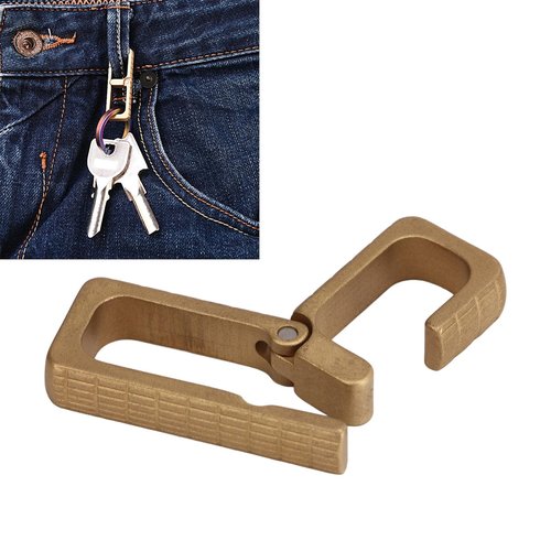Brass Carabiners, Mini Portable Simple Design Keychain Key Chain Clip EDC Spring Kits Key Ring Clasp Hook for Belt Backpack Handbag Quick Release Keychain Heavy Duty Car Keychain Organizer Gold