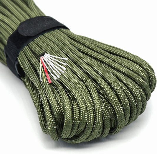 PSKOOK Survival Paracord Parachute Fire Cord Survival Ropes Red Tinder Cord PE Fishing Line Cotton Thread 7 Strands Outdoor 20, 25, 100 Feet