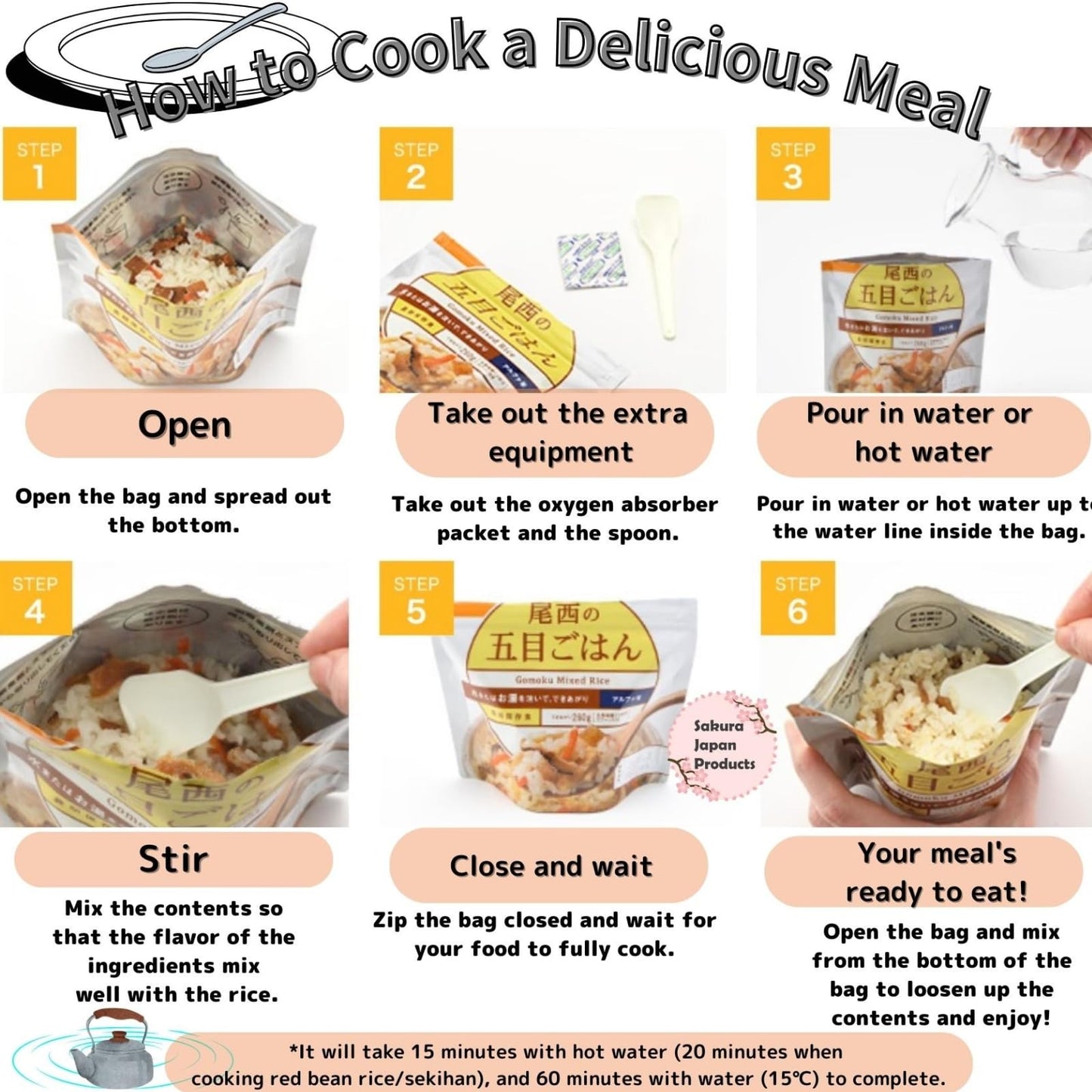 GOHAN JAPAN Matsutake Mushrooms Alpha Rice (100% Japan-based) for Camping Mountain Climbing Emergencies 100g/3.5oz (A filling 260g/9.2oz meal) per 1-pack by Onisi Foods (3-packs, 300, Gram)