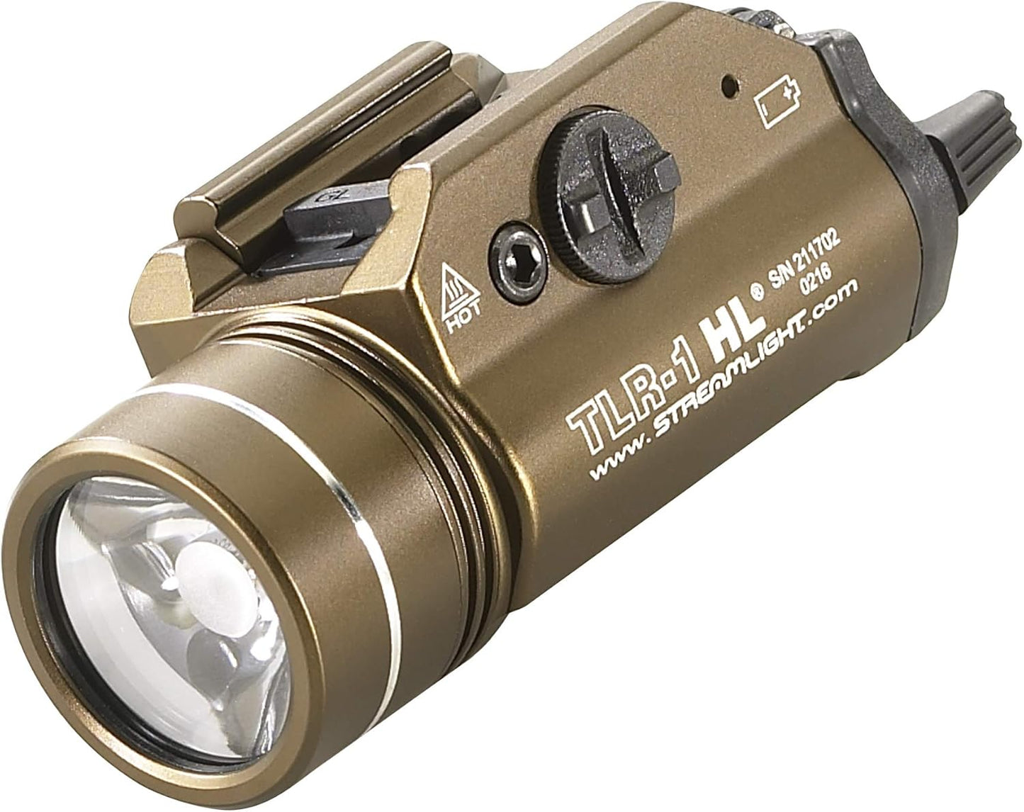 Streamlight 69266 TLR-1 HL 1000-Lumen 20000 Candela Rail-Mounted Tactical Weapon Light with Specific Compatibility Rail Locating Keys, Flat Dark Earth