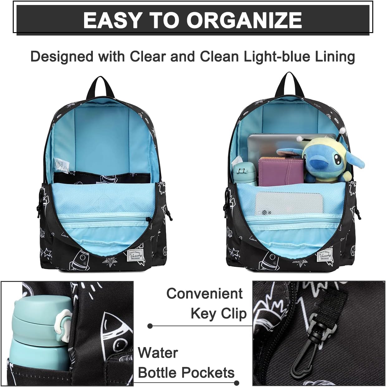 VASCHY Backpacks Handbags, Lavender, M