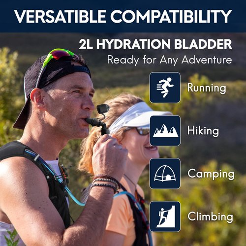 Haimont Hydration Bladder, 2L Water Bladder for Hiking Backpack, TPU Leak-Proof Free Water Reservoir with High Flow Bite Valve for Running Hiking Climbing Camping