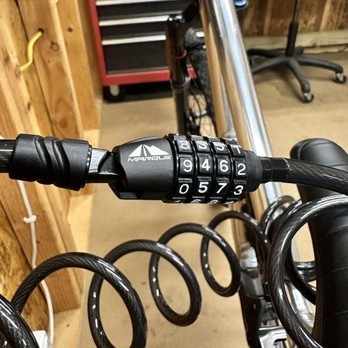 MARQUE Combination Bike Lock Cable- 3/8 inch (5FT, 10FT, 15FT, 25FT) Resettable Combination Lock, Anti-Theft Coiled Secutiry Cable for Bicycles, Kayaks, Paddle Boards, Gates and Outdoor Gear (10 FT)