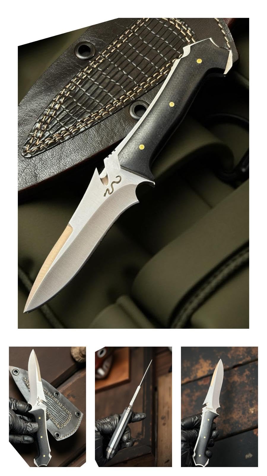 Hunting Knife – Jack Krauser Replica Carbon Steel Fixed Blade Knife with Sheath | Skinning Knife for Hunting, Fishing, Camping, Survival | Knives for Men
