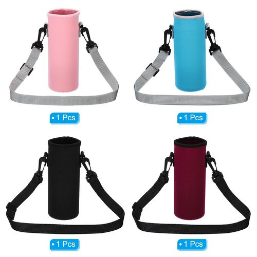 PATIKIL 67mmx185mm Water Bottle Sling Bag, 4 Pack Neoprene Portable Insulated Bottle Holder Carrier with Adjustable Shoulder Strap, 4 Colors