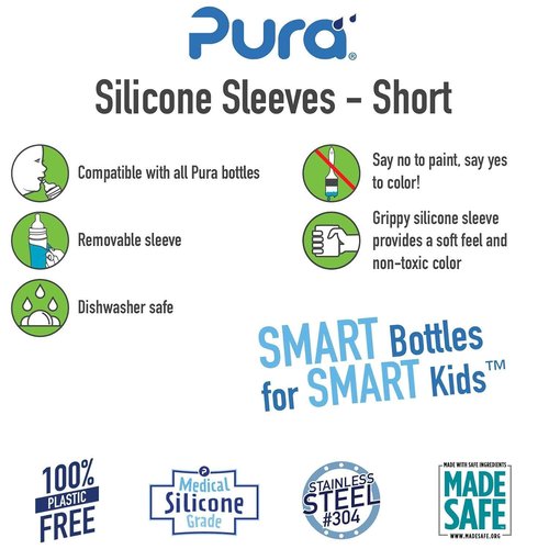 Medical Grade Pura Kiki Bottle Silicone Sleeve - Non-Toxic, Insulated, Green | Removable, Non-Slip Grip