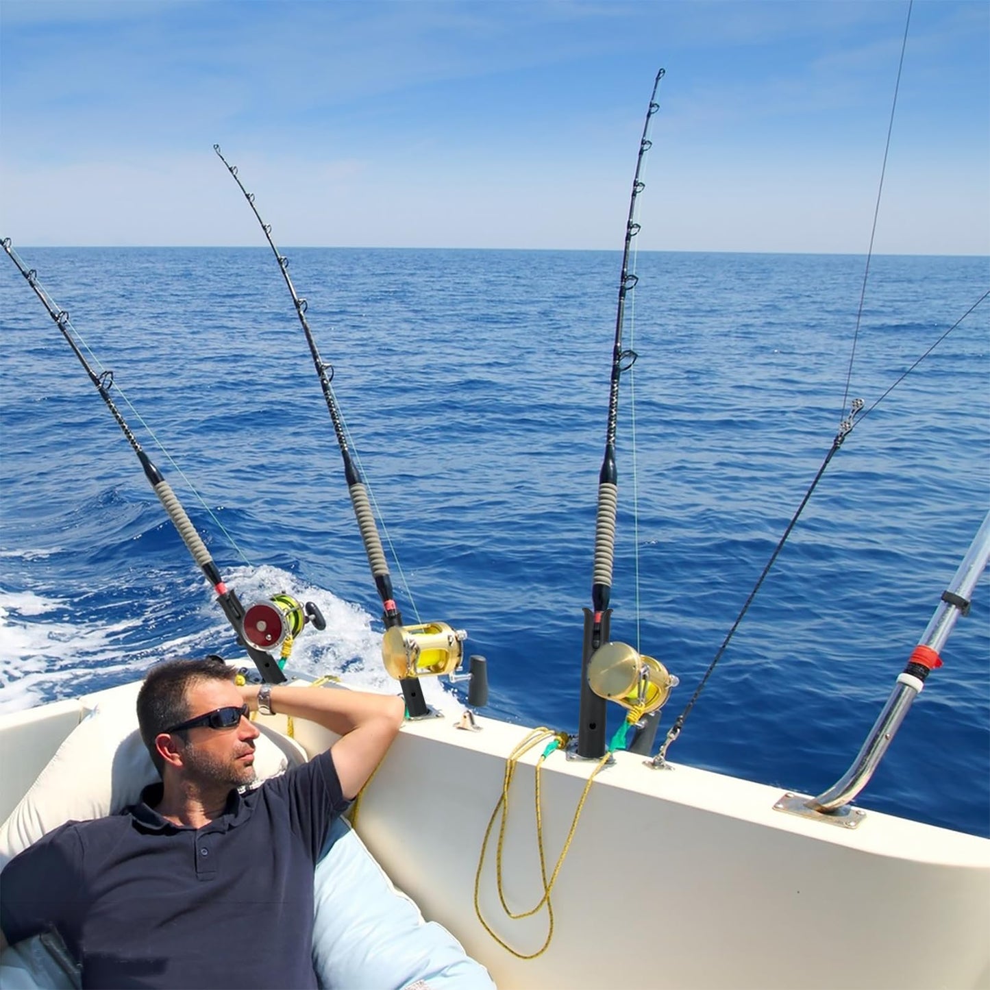 Fishing Rod Holders 6Tubes Boat Rod Holders with Screws Plastic Tube Pole Holders Bracket for Boat Kayak Garage Cooler Trailer Portable