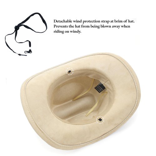 LIDHAY Cowboy Hat for Women Men with Shapeable Wide Brim Western Suede Hat for Cowboys and Cowgirls XG-JPNT Camel