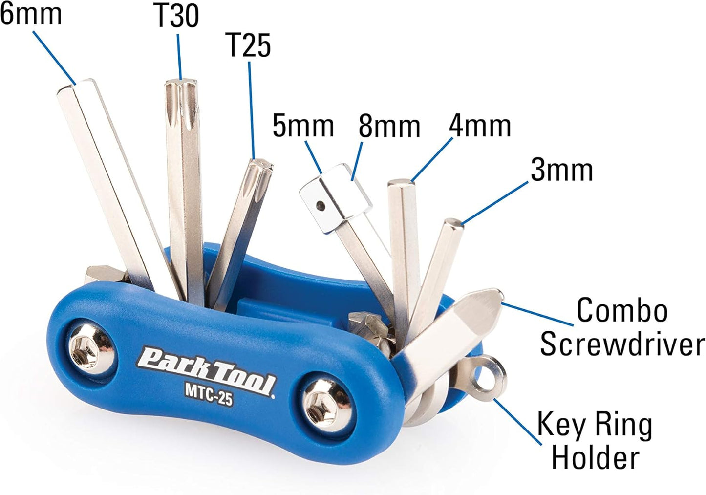 Park Tool MTC-10 Bicycle Multi-Tool with 3, 4, 5 & 8mm Hex Wrenches, T25 & Screwdriver