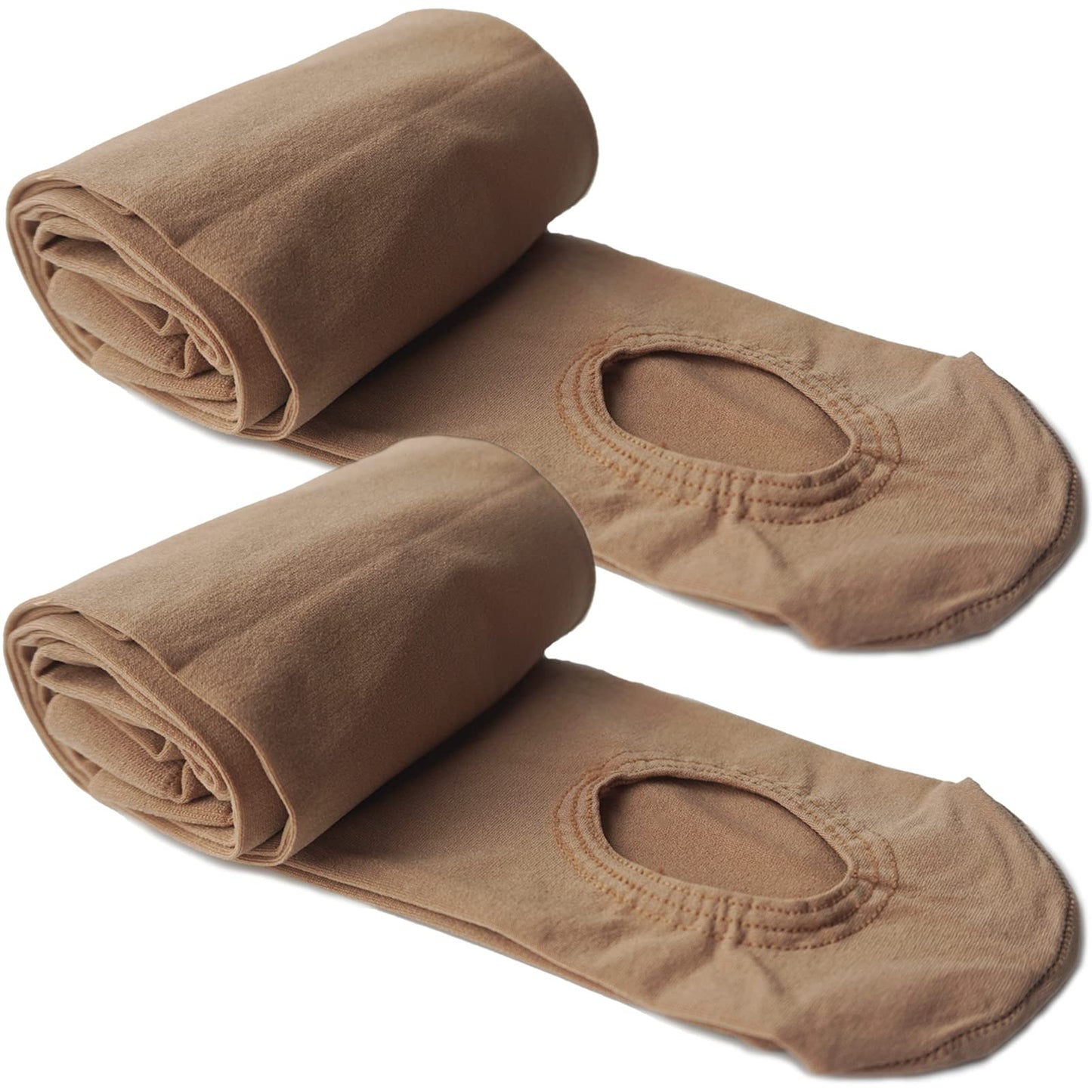 DANCEYOU Dance Tights for Women 2 Pairs Convertible/Footed Girls' Ballet Tights Opaque Leggings for Toddler, Kids and Adults, Tan S
